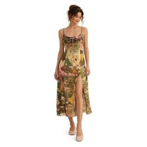 Urban Outfitters April Midi Dress Size M Floral Cottagecore Babydoll Coquette